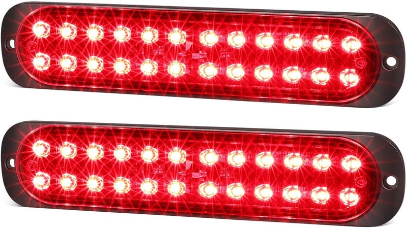 XtraGlow 7.5 inch Aluminum Housing Red Stop Brake Turn Signal LED Trailer Lights 24LEDs Waterproof Surface Mount Side Marker Lights for Truck Tractor Motorcycle Jeep RV, 2Pcs - Image 1
